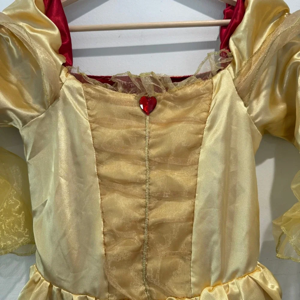 Vintage Disney Reversible Belle Costume Dress Satin Gown Size Large Youth